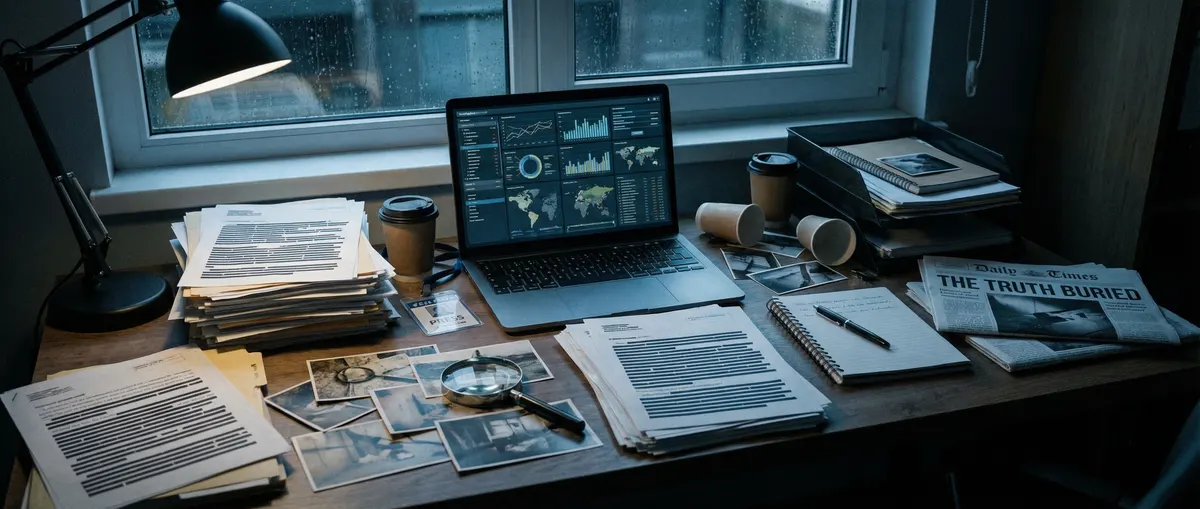 黑料网 - 调查记者工作台场景